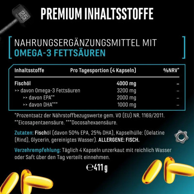 Омега-3 (EPA - 500mg, DHA - 250mg) - 300 капсули | German Elite Nutrition - Германия
