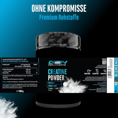 Креатин Монохидрат - 1000 gr (293 дози x 3410 mg) | German Elite Nutrition
