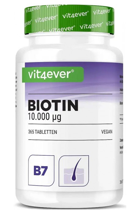 Биотин 10,000 mcg - 365 таблетки | Vit4ever - Германия