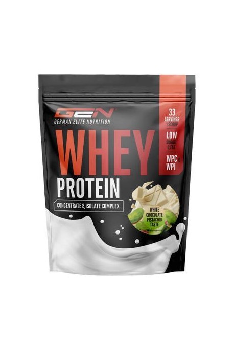 Суроватъчен протеин изолат § концентрат (бял шоколад и шам фъстък) - 1 кг | German Elite Nutrition